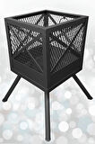 Ateş Çukuru 2 Adet Mangal Izgaralı Bahçe Şöminesi Barbekü Soba Firepit Ateş Çanağı