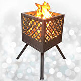 Bahçe Şöminesi Ateş Çukuru 60 Litre Büyük Boy Şömine Bahçe Sobası Balkon Isıtma Fire Pit