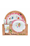 Prenses Melamin Bebek Mama Yemek Tabağı Kabı Bardak Kaşık 5li Set