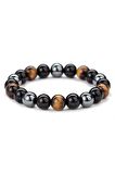 Obsidyen & Kaplan Gözü & Hematit Doğal Taş Bileklik 8mm