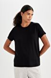 DeFactoFit Standart Fit Bisiklet Yaka Sporcu Basic Düz Kısa Kollu Tişört D1904AX24HSBK81