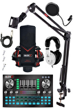 Midex GMX-1 Diamond Set Condenser Mikrofon Ses Kartı Kulaklık Canlı Yayın Paketi (Telefon ve PC)
