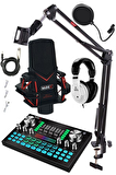 Midex GMX-1 Diamond Set Condenser Mikrofon Ses Kartı Kulaklık Canlı Yayın Paketi (Telefon ve PC)