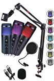 Midex V5 RGB Set USB Oyuncu ve Yayıncı Mikrofonu Condenser Stüdyo (Kayıt Gaming Tiktok Twitch Canlı yayın Discord Youtube)