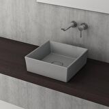 Bocchi Vessel Kare Tezgah Üstü Lavabo 38 cm Mat Gri
