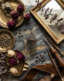 Bronz Takı Otantik Antrasit Renk Markazit Taşı Badem Model Ayarlanabilir Vintage Kadın Yüzük