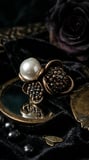 Bronz Kadın Yüzük Antik Takı Margazit Ve İncili Çiçekli Model Ayarlanabilir Vintage Yüzük