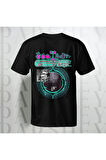 Poetica Grotesque Renkli Arka Desenli Yarım Kollu Bisiklet Yaka Unisex Siyah Oversize T-shirt