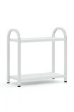 Banyo-Mutfak Toparlayıcı Düzenleyici Organizer 2 Katlı Geniş Metal Beyaz Bambu Tezgah Üstü Raf 