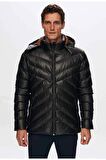Slim Fit Kahverengi Su Itici Rüzgar Geçirmez Elyaf Dolgulu Deri Görünümlü Çıkarılabilir Kap 1HF07ORT01910
