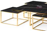 Kare Pizza Orta Sehpa Gold  Mdf Highloss Sonata Desen