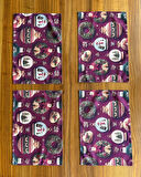 Ornament 3D Efektli Yılbaşı Süsleri Desenli Amerikan Servis/Supla 4'lü Set Bordo