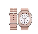 Cosmostech Akıllı Saat Watch için Uyumlu 42MM 44MM 45MM 49MM 1/2/3/4/5/6/se/7/8/ultra Akıllı Saat Silikon Kordon ve Kayışı Pembe