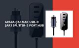 Cosmostech Araba Çakmak Şarj Cihazı 105W 5 Portlu Süper Hızlı Fast Car Charger, Type-C - 4 USB