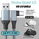 Cosmostech Oculus Quest Link Kablosu 1/2 Uyumlu USB 3.2 Data Aktarım ve Şarj Kablosu Oculus Cable 5m - G