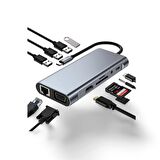 Cosmostech Macbook Pro Air Type-C 11 In 1, 4K Hdmı, Vga, Pd, Usb3.0, RJ45 Ethernet, Sd/tf Card Reader, 3.5mm Aux, Çevirici Hub Adaptör