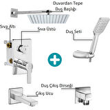 ECA Delta Ankastre Gömme Banyo Bataryası Duş Seti  Tüm Parçalar Dahil 25x25