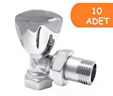 10 Adet ECA RV3 1/2 Köşe Radyatör Valfi Krom Kaplamalı Petek Havlupan Vanası 602120749