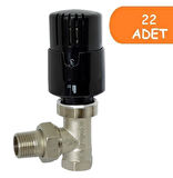 22 Adet ECA TRV4 Termostatik Köşe Radyatör Valfi Petek Vanası Siyah 802120116