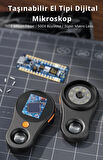 ShopyTech IPS Ekranlı Taşınabilir Dijital Mikroskop 500X 2MP 8 LED Işıklı 1080P Foto/Video TypeC Windows/Mac Uyumlu