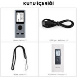 ShopyTech Mini USB Şarjlı Lazer Metre 50 m Dijital Mesafe Ölçer Alan/Hacim Hesabı Pisagor Sürekli Ölçüm