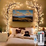 ShopyTech Dal Şeklinde LED Duvar Işığı 1.85m 96 LED Sıcak Beyaz USB Uzaktan Kumandalı Zamanlayıcılı Kısılabilir