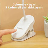 ShopyTech Klipsli LED Masa Lambası USB Şarjlı 3 Kademeli Dokunmatik Göz Yormaz Işık (4000 mAh)