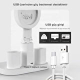 ShopyTech Çift Başlıklı LED Masa Lambası Fanlı Dijital Saatli RGB Ambiyans Dokunmatik Type-C Şarjlı