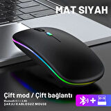 ShopyTech Çift Mod Kablosuz Mouse Bluetooth 5.2 + 2.4G Şarjlı Sessiz Tıklama RGB Işıklı (500 mAh)SİYAH