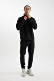 DeFactoFit Standart Fit Dik Yaka Yarım Fermuarlı Sporcu Sweatshirt D2363AX24AUBK81