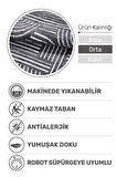 Revna Antrasit Yıkanabilir Halı Kaydırmaz Tabanlı Pamuk Dokuma Salon Mutfak Koridor İçin