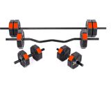 Tan Spor 40 Kg (150 cm) DÜZ BAR +Z BAR Dambıl-Dumbell-Ağırlık-Halter–FULL  Set Kırmızı Kapaklı