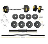 Tan Spor 30 Kg Z BAR ve Dambıl SETİ Dambıl  - Dumbell Ağırlık Halter  Set (Sarı KAPAKLI)