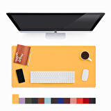 Modica Lindos - Vegan Deri Mat, Masa Pedi, Büyük Mouse Pad, Ofis için Mat, Su Geçirmez Mat