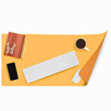 Modica Lindos - Vegan Deri Mat, Masa Pedi, Büyük Mouse Pad, Ofis için Mat, Su Geçirmez Mat