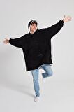 POFFY Oversize Giyilebilir Battaniye TEK BEDEN ÇOK RAHAT Unisex Hoodie Peluş Kapüşonlu Sweatshirt
