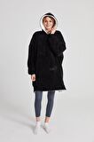 POFFY Oversize Giyilebilir Battaniye TEK BEDEN ÇOK RAHAT Unisex Hoodie Peluş Kapüşonlu Sweatshirt