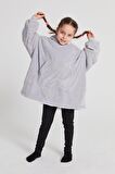 POFFY Çocuk Oversize Giyilebilir Battaniye TEK BEDEN 12 Yaş Altı Unisex Peluş Kapüşonlu Sweatshirt