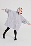 POFFY Çocuk Oversize Giyilebilir Battaniye TEK BEDEN 12 Yaş Altı Unisex Peluş Kapüşonlu Sweatshirt