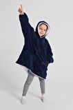 POFFY Çocuk Oversize Giyilebilir Battaniye TEK BEDEN 12 Yaş Altı Unisex Peluş Kapüşonlu Sweatshirt