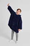 POFFY Çocuk Oversize Giyilebilir Battaniye TEK BEDEN 12 Yaş Altı Unisex Peluş Kapüşonlu Sweatshirt