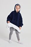 POFFY Çocuk Oversize Giyilebilir Battaniye TEK BEDEN 12 Yaş Altı Unisex Peluş Kapüşonlu Sweatshirt