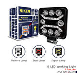 Niken Off Road Sis Lambası Çalışma Lambası Pro 8 Led Kare 3 Fonksiyonlu