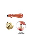 Mühürcüm Mühür Mumu 60  mm Yuvarlak Boş Pirinç Kafa + Ahşap Sap R5799O60