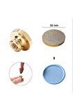 Mühürcüm Mühür Mumu Damga 30 mm Yuvarlak Kumlu Boş Pirinç Kafa + Ahşap Sap R5799K30
