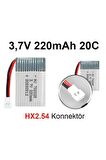 Lipo Pil 3.7V 220mAh 20C Dron ve RC Model Bataryası HX2.54 Soket