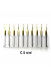 Titanyum Kaplı Tungsten Çelik CNC Freze PCB Kesici 10lu Set 0,5mm