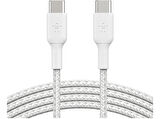 BELKIN Type-C To Type-C Örgülü Kablo 1 Metre (Ikili Paket) Beyaz