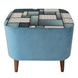 Arasta Ece 50x40 cm Puf Tabure Masif Ayak-Picca Mavi