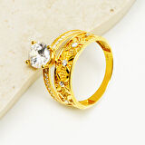 14 Ayar Çiçek Tektaşlı Alyans